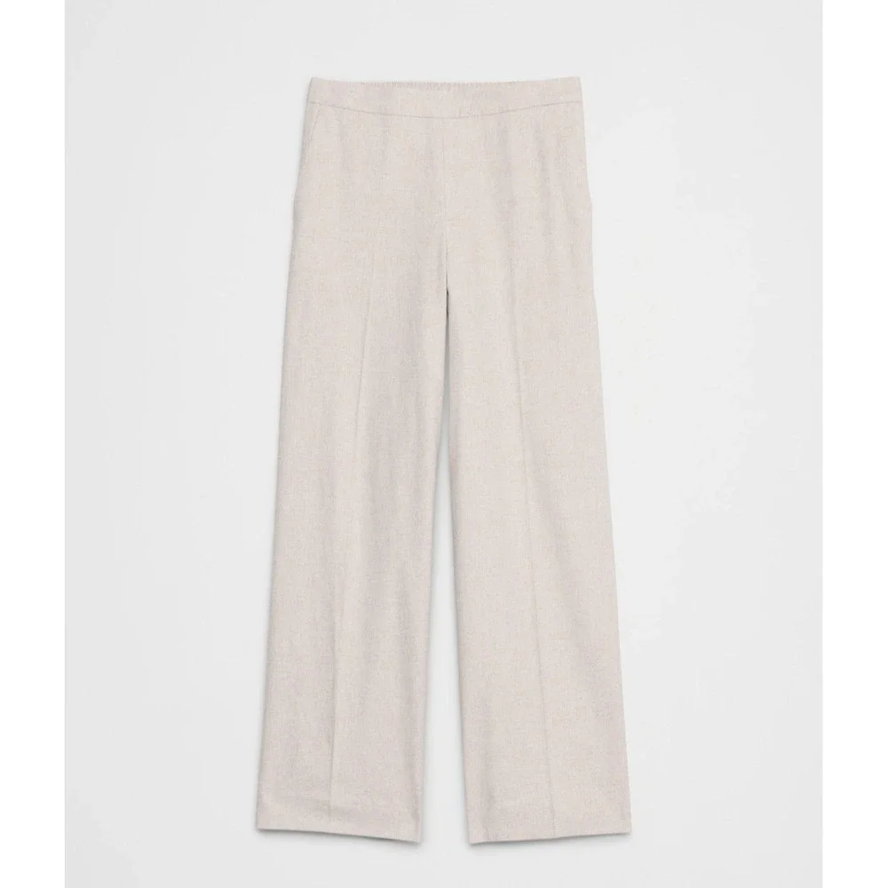 New‎ Banana Republic Trousers Pants XL Linen Hayden Wide Leg Flat Front Black